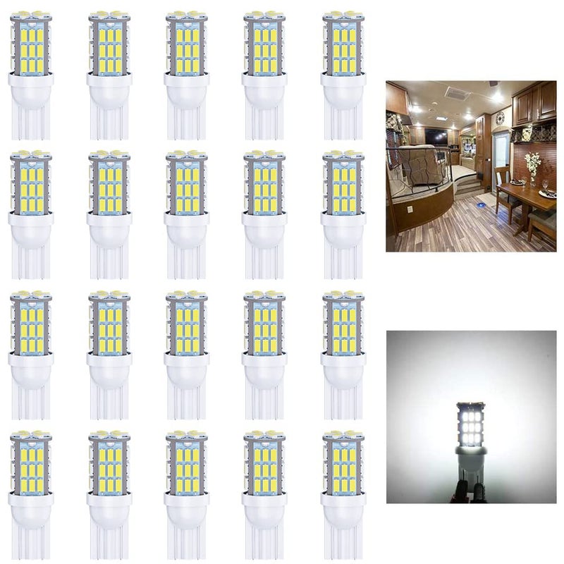 Antline T10 921 194 168 175 LED Bulbs White 20-Packs, Super Bright 3014 42-SMD LED Replacement 12 Volt RV Camper Trailer Boat Trunk Interior Dome Map License Lights, Backup Reverse Lights - Image 1